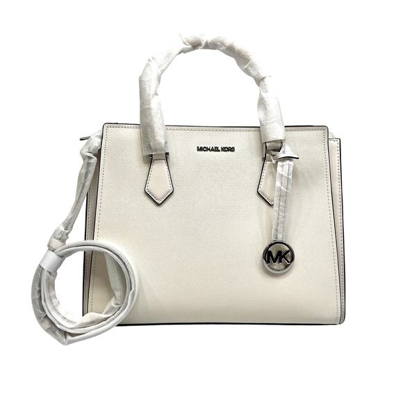 NEW MICHAEL KORS HOPE Handbag Women Large Satchel Purse 35T0SWXS3L OPTIC WHITE - Picture 1 of 16